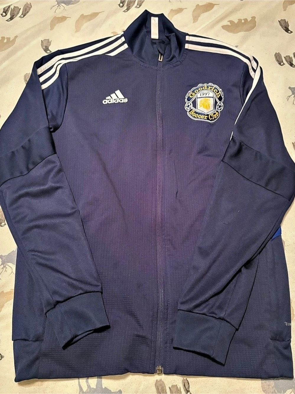 adidas Men's Striped Track Jacket Blue Size Medium